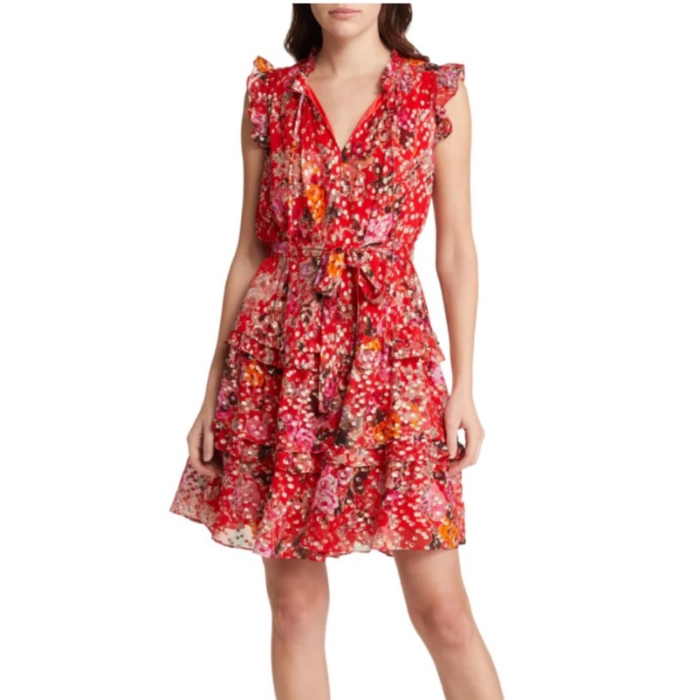 EUC Kobe Halperin “Flame Orange” Mini Dress